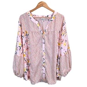Cato Womens Boho Patchwork Fairy Cottagecore Blouse Plus Size 22 24 Pink Floral